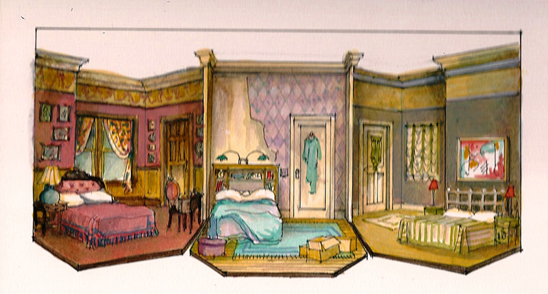 Bedroom Farce - scenic design by Marjorie Bradley Kellogg